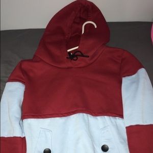 Maroon and baby blue hoodie